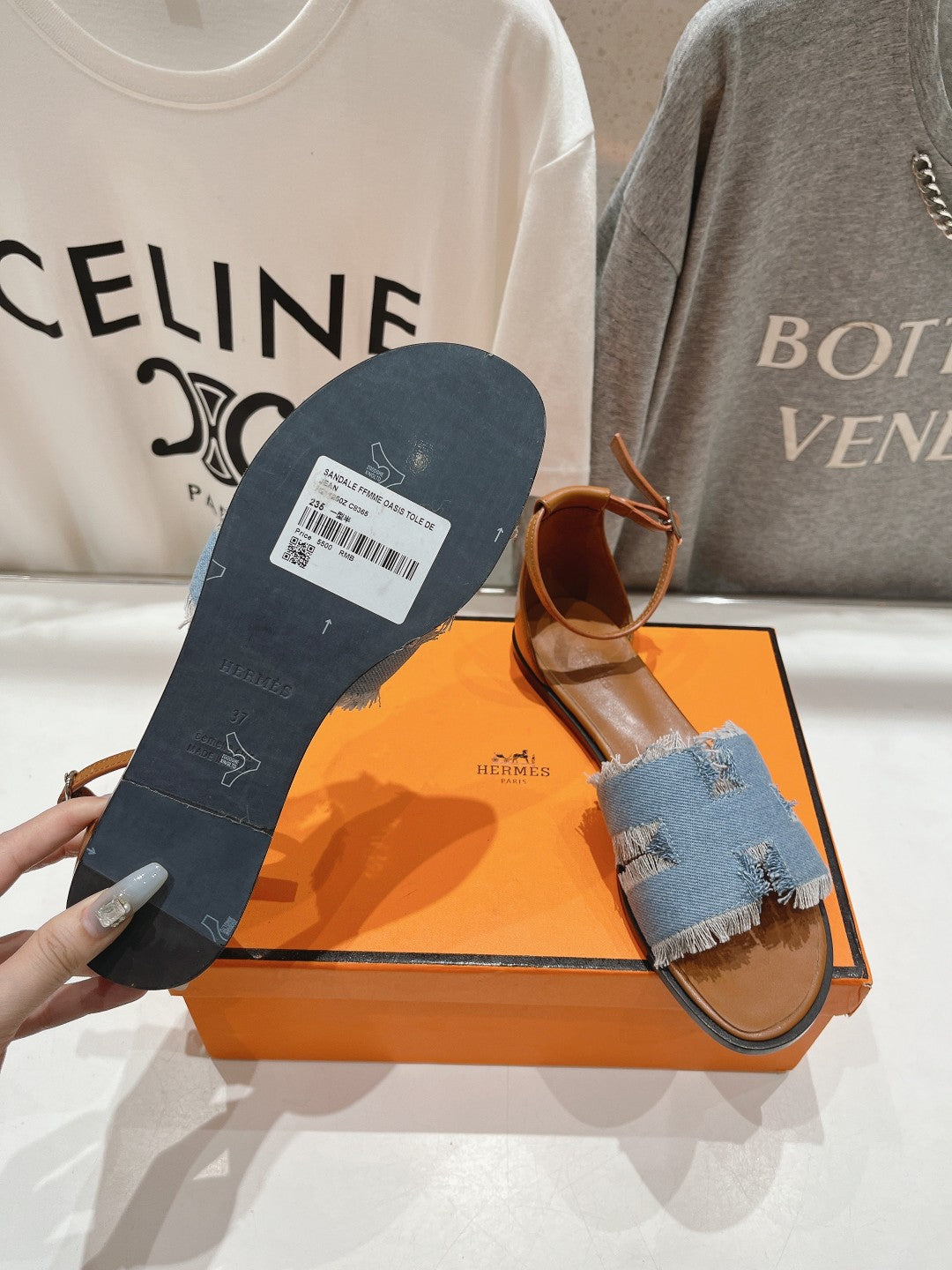 SANTORINI SANDAL BLEU CLAIR LAMBSKIN - 35