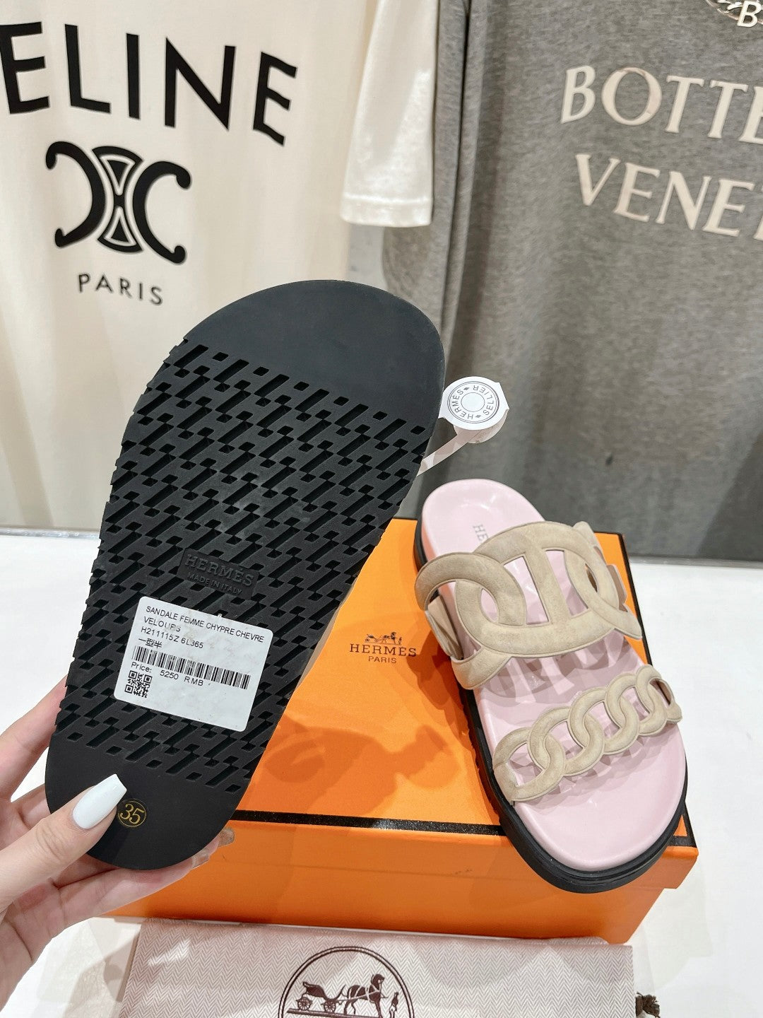 EXTRA SANDAL PASTEL PINK CALFSKIN - 35