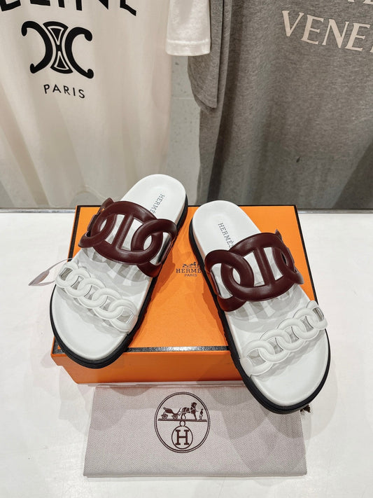 EXTRA SANDAL WHITE MIX BROWN CALFSKIN - 35