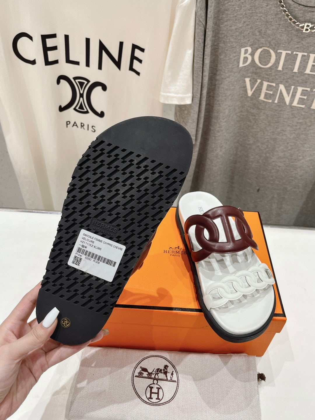 EXTRA SANDAL WHITE MIX BROWN CALFSKIN - 35