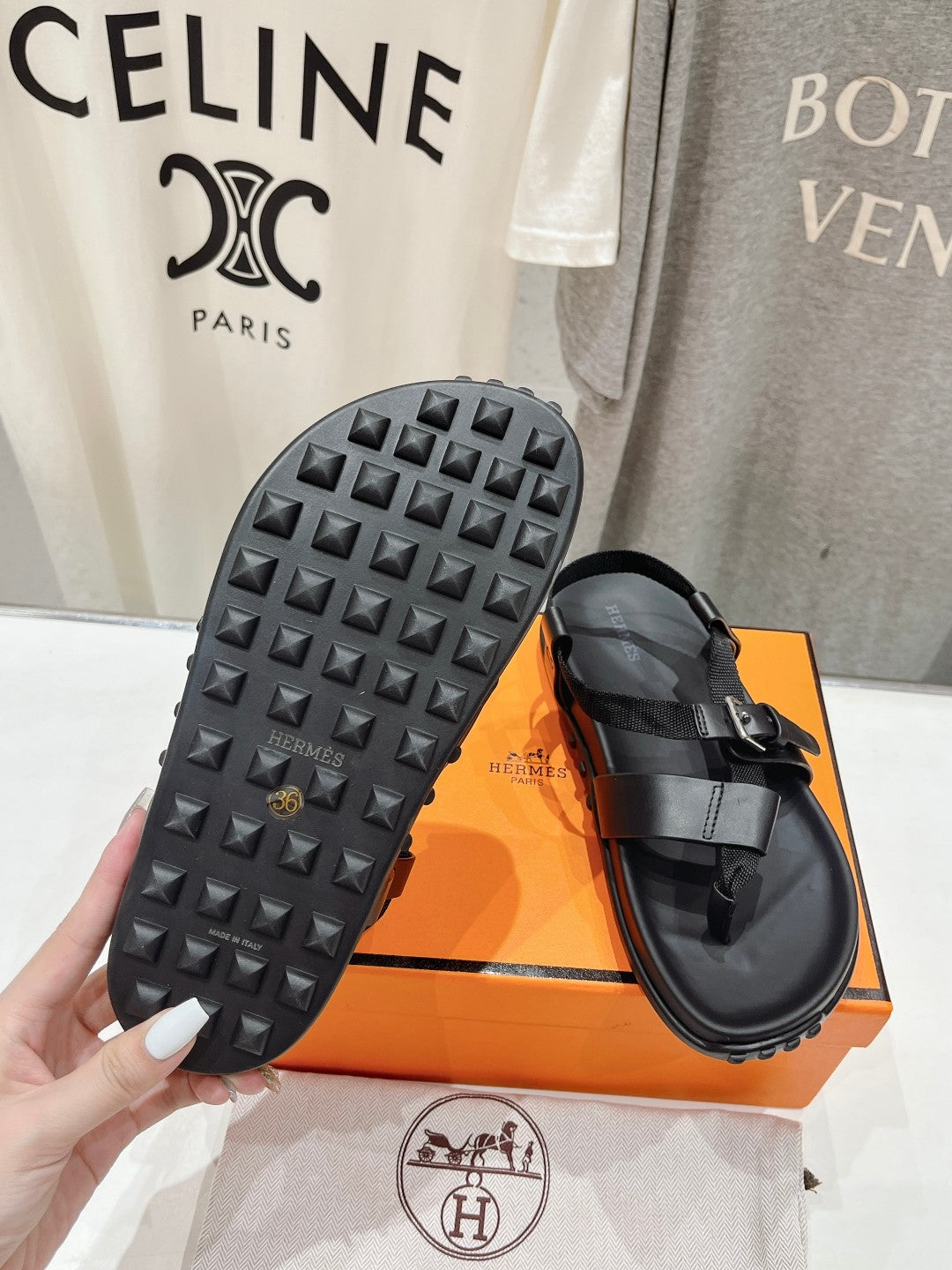SANDAL BRAIDED 30 BLACK CALFSKIN - 35