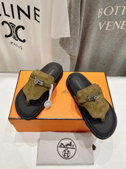EMPIRE SANDAL BLACK MIX ARMY GREEN SUEDE - 35