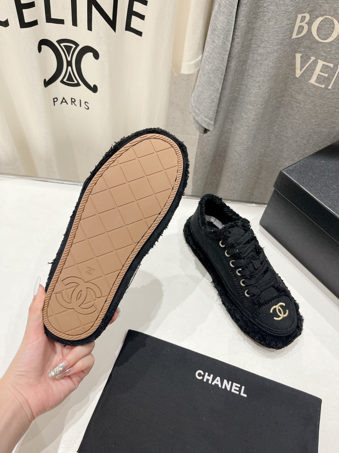 CC SNEAKER BLACK DENIM FABRIC - 35