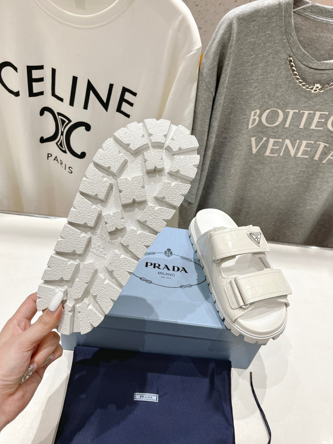PRA CROCODILE LEATHER MOTIF SANDALS WHITE CALFSKIN - 35
