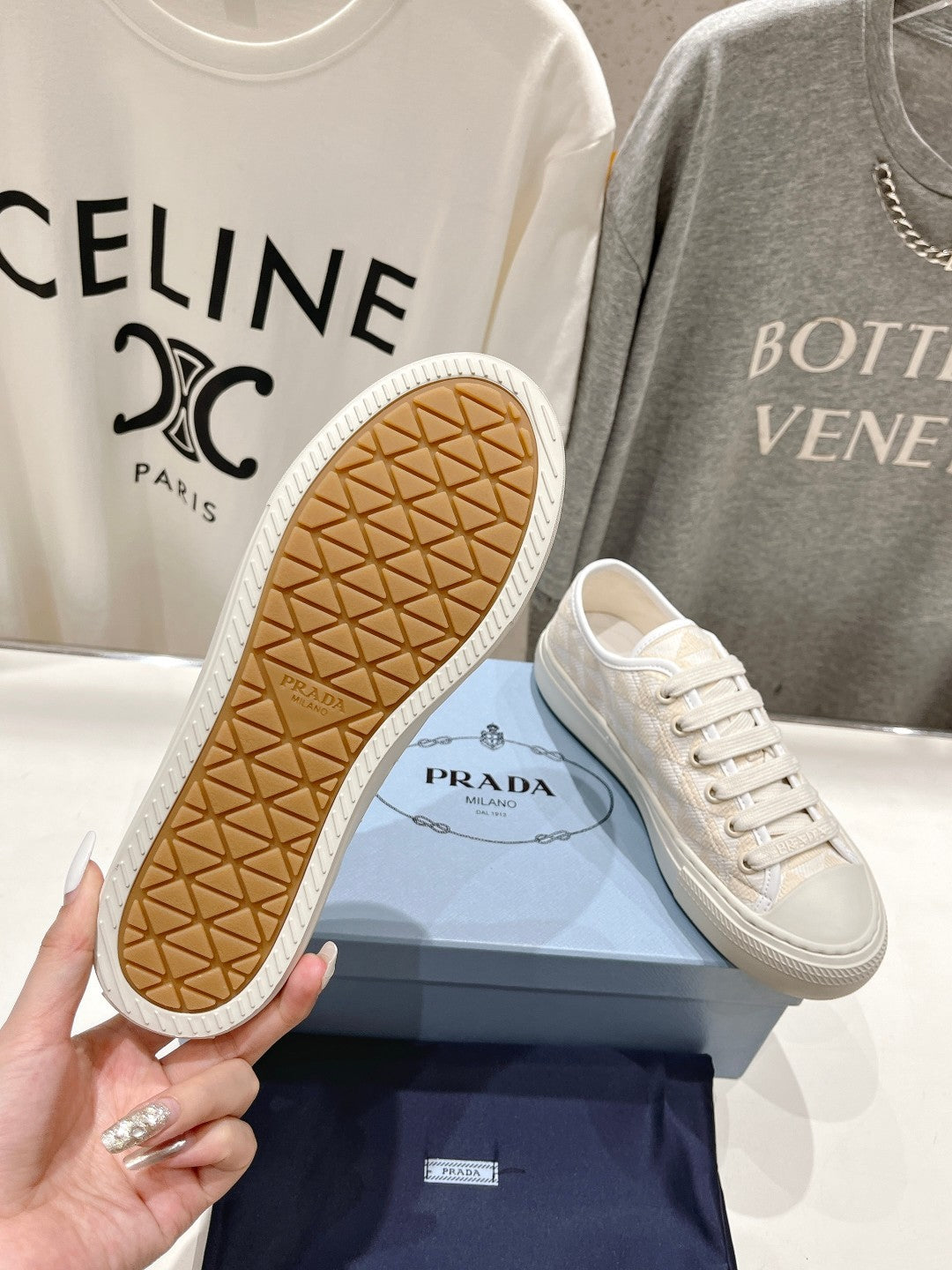 PRA PRINTED COTTON SNEAKERS WHITE AND BEIGE CANVAS - 35