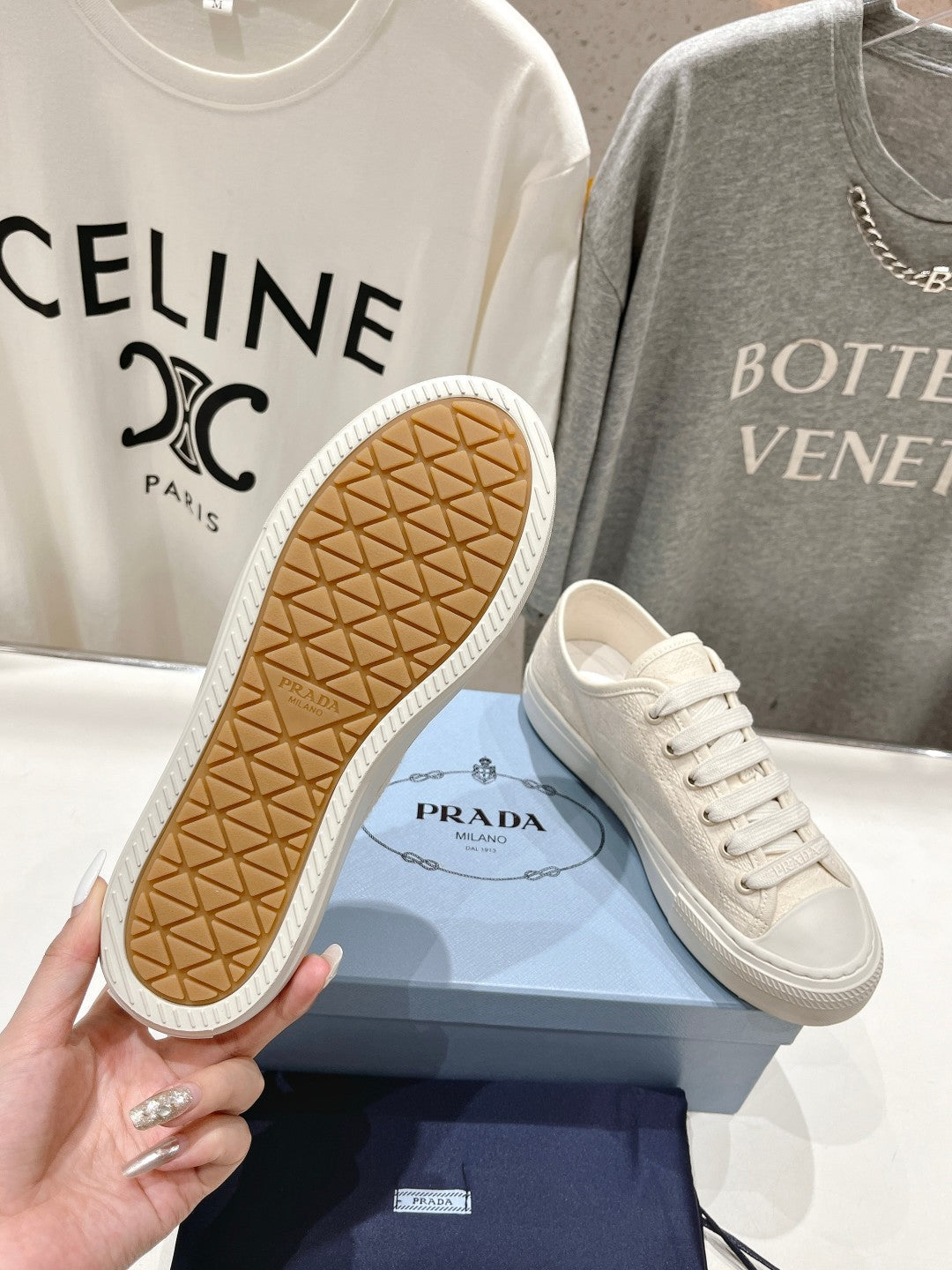 PRA PRINTED COTTON SNEAKERS WHITE CANVAS - 35