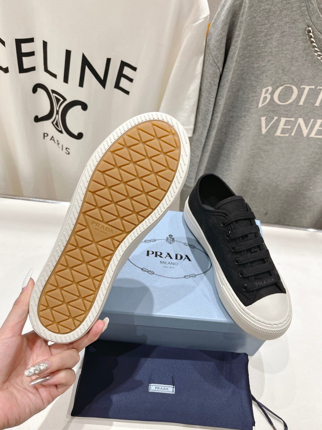 PRA PRINTED COTTON SNEAKERS BLACK AND WHITE CANVAS - 35