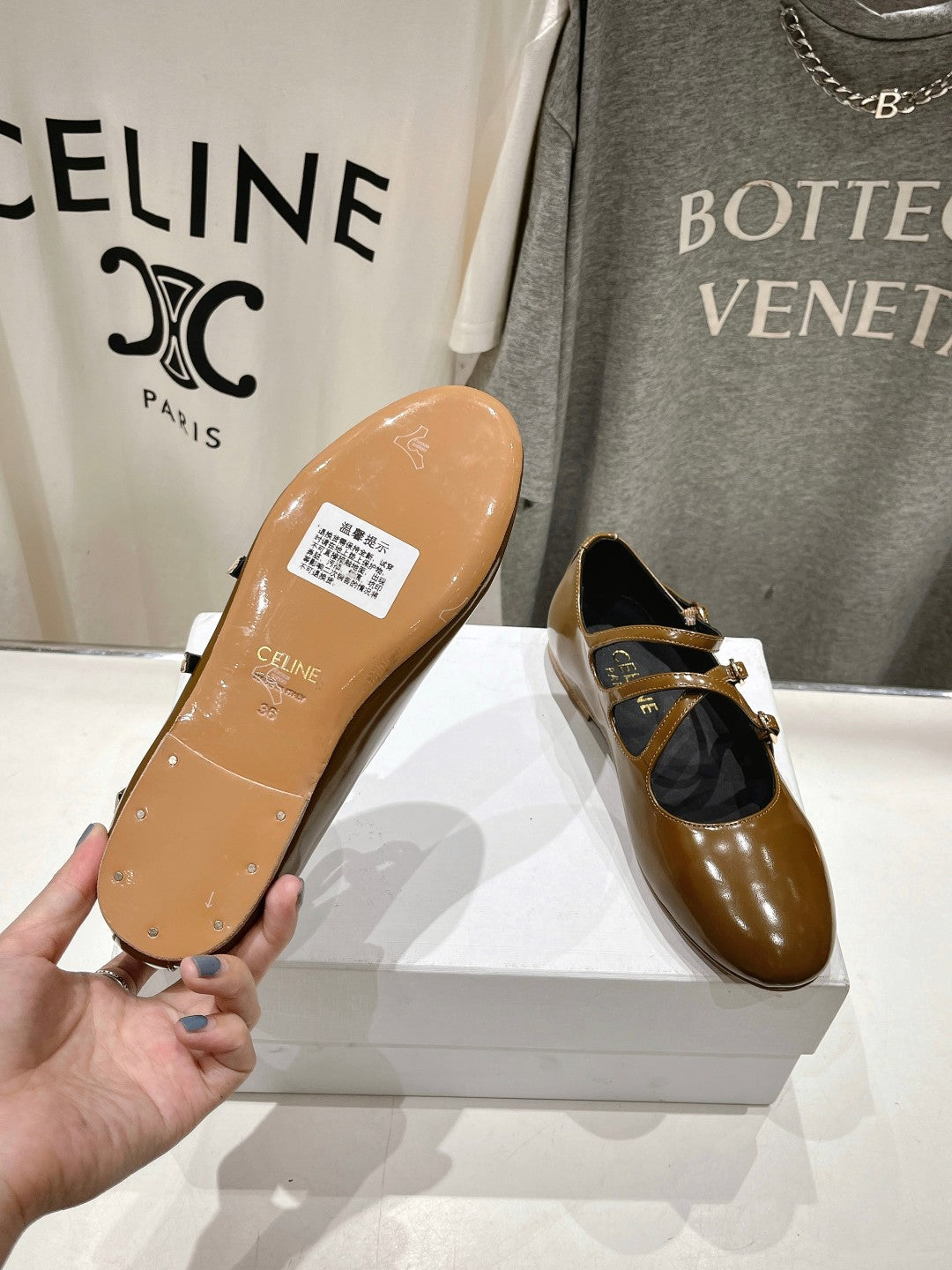 BALLET FLAT WITH CROSSOVER STRAP IN SEPIA BROWN LAMBSKIN - 35