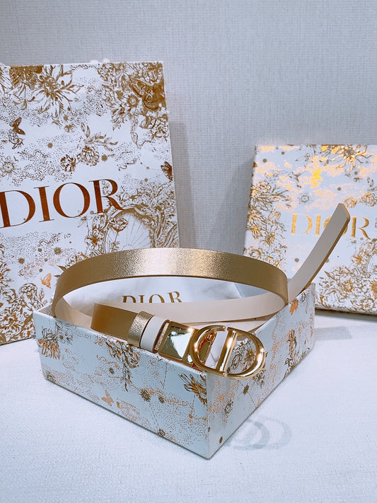 DIOR 25S РЕМІНЬ 20 ММ З МЕТАЛІЗОВАНОЇ ТЕЛЯЧОЇ ШКІРИ КОЛЬОРУ ЗОЛОТА 572893 - 30