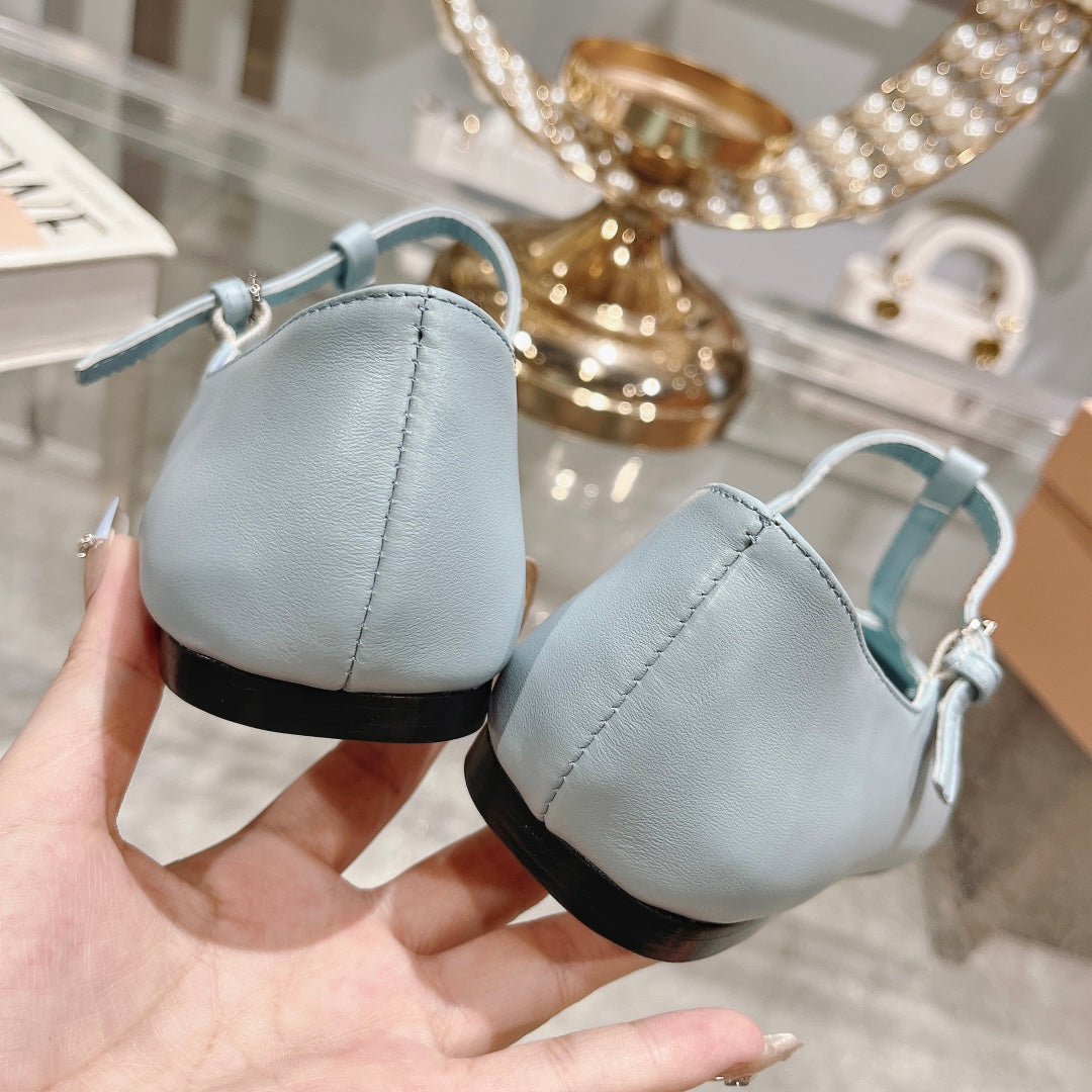 MARY JANE SANDAL PASTEL BLUE WITH T - STRAP SHEEPSKIN - 35