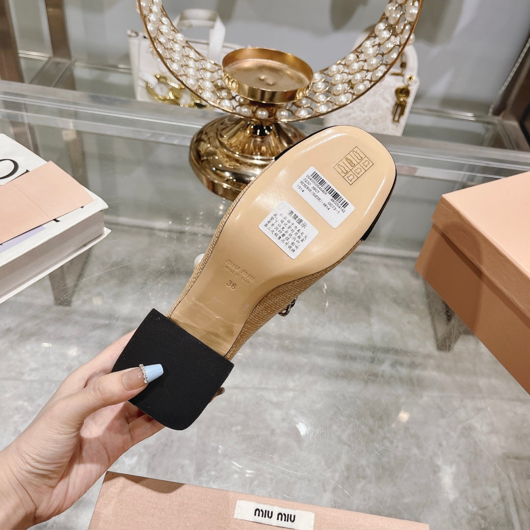 MARY JANE SANDAL CAP TOE DARK CREAM SHEEPSKIN - HIGH HEEL - 35