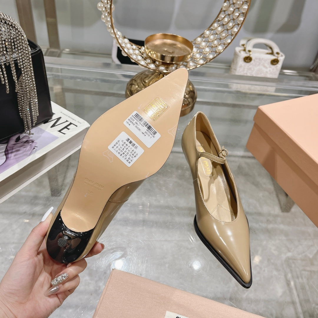 Slingback Shoes Beige Cream Color Beads - 35