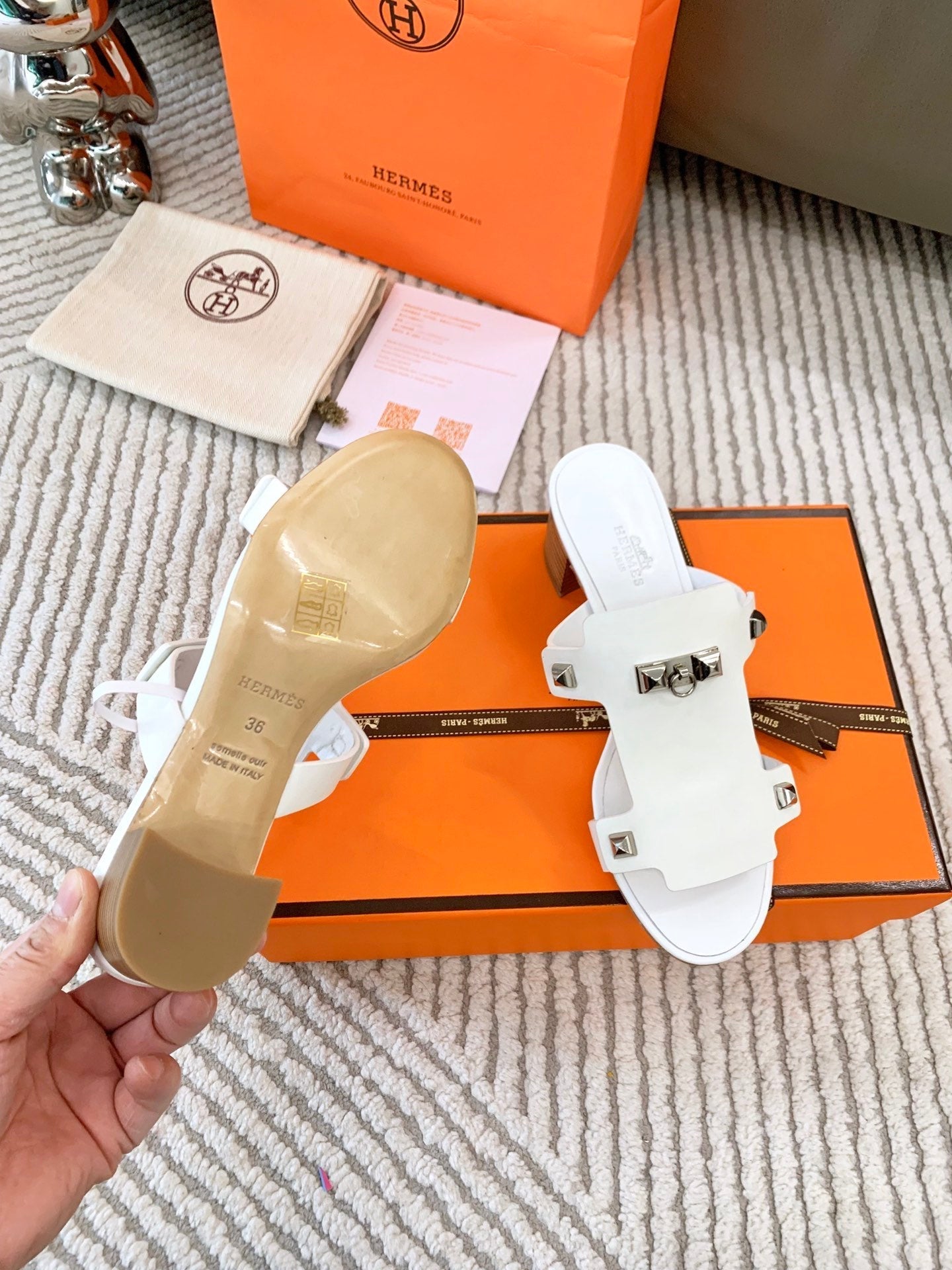 INVINCIBLE 50 SANDAL IN WHITE CALFSKIN - 35
