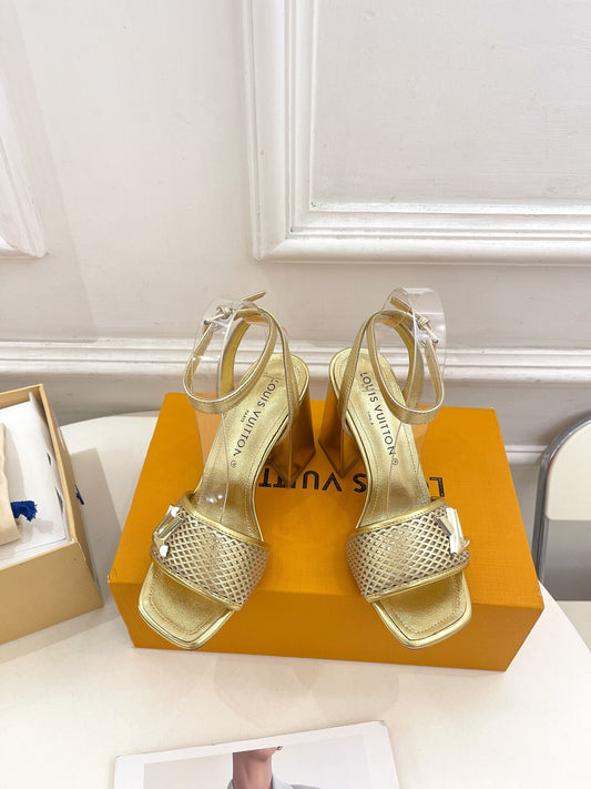 LV WOMEN HIGH SANDAL IN GOLDEN CALFSKIN - 35