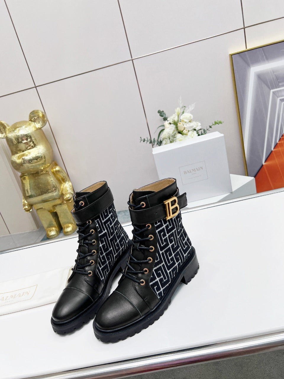 ЧЕРЕВИКИ BALMAIN 26S З ЧОРНОЇ ТЕЛЯЧОЇ ШКІРИ ТА ВОВНИ