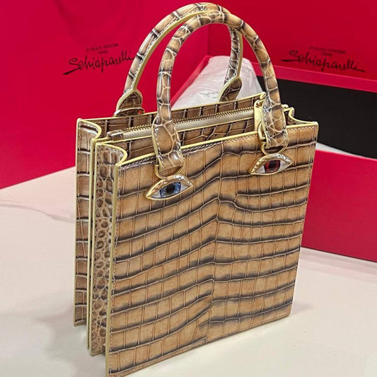 SCHIAPARELLI FACE CROCODILE EMBOSSED MINI BAG