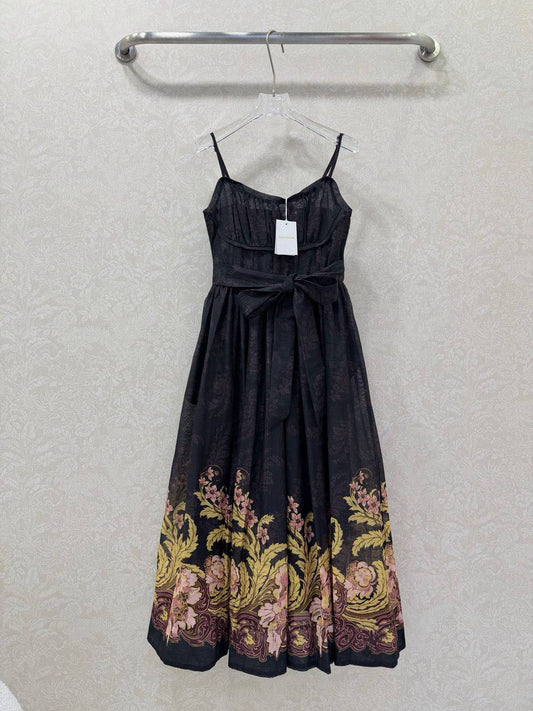 ZIMMERMAN BLACK FLORAL MAXI DRESS