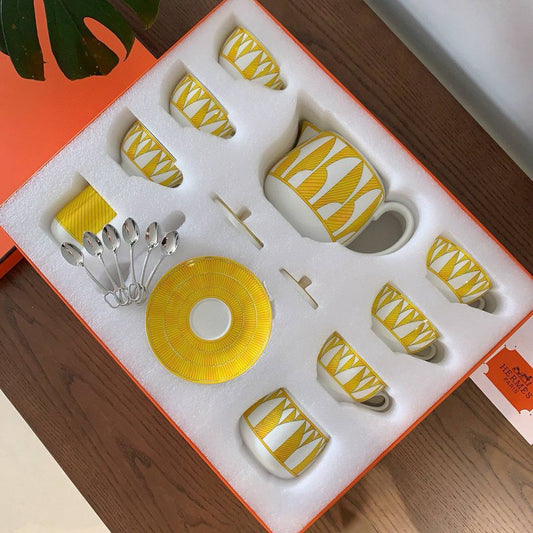 HERMÈS Tea Set – Yellow & White