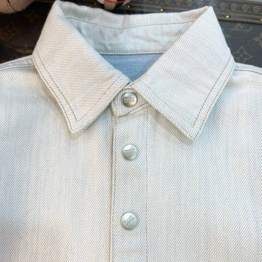 Dior Kids Light Blue Denim-Effect Cotton Overshirt