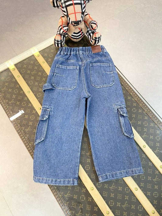 Dior Kids Blue Denim Cargo Jeans