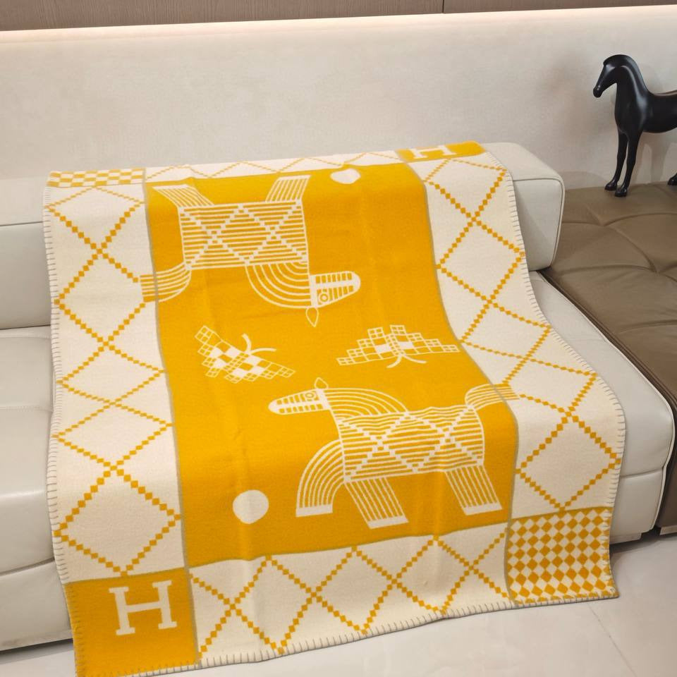 Hermès Wool & Cashmere Blanket – Orange & White