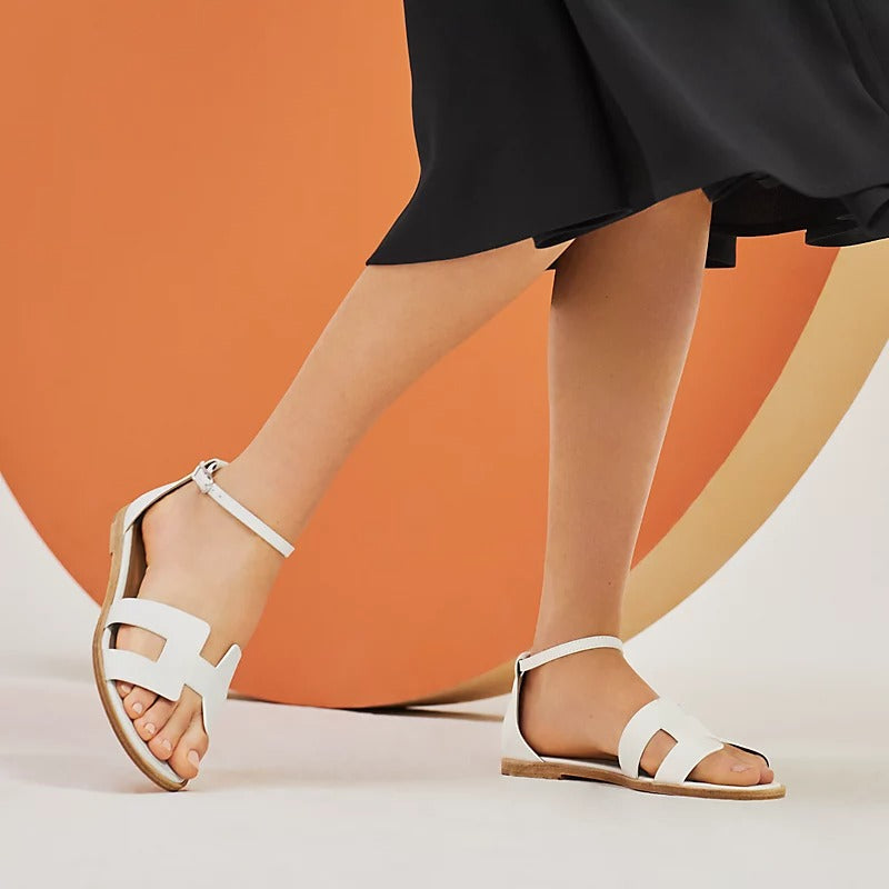 SANTORINI SANDAL WHITE CALFSKIN - 35