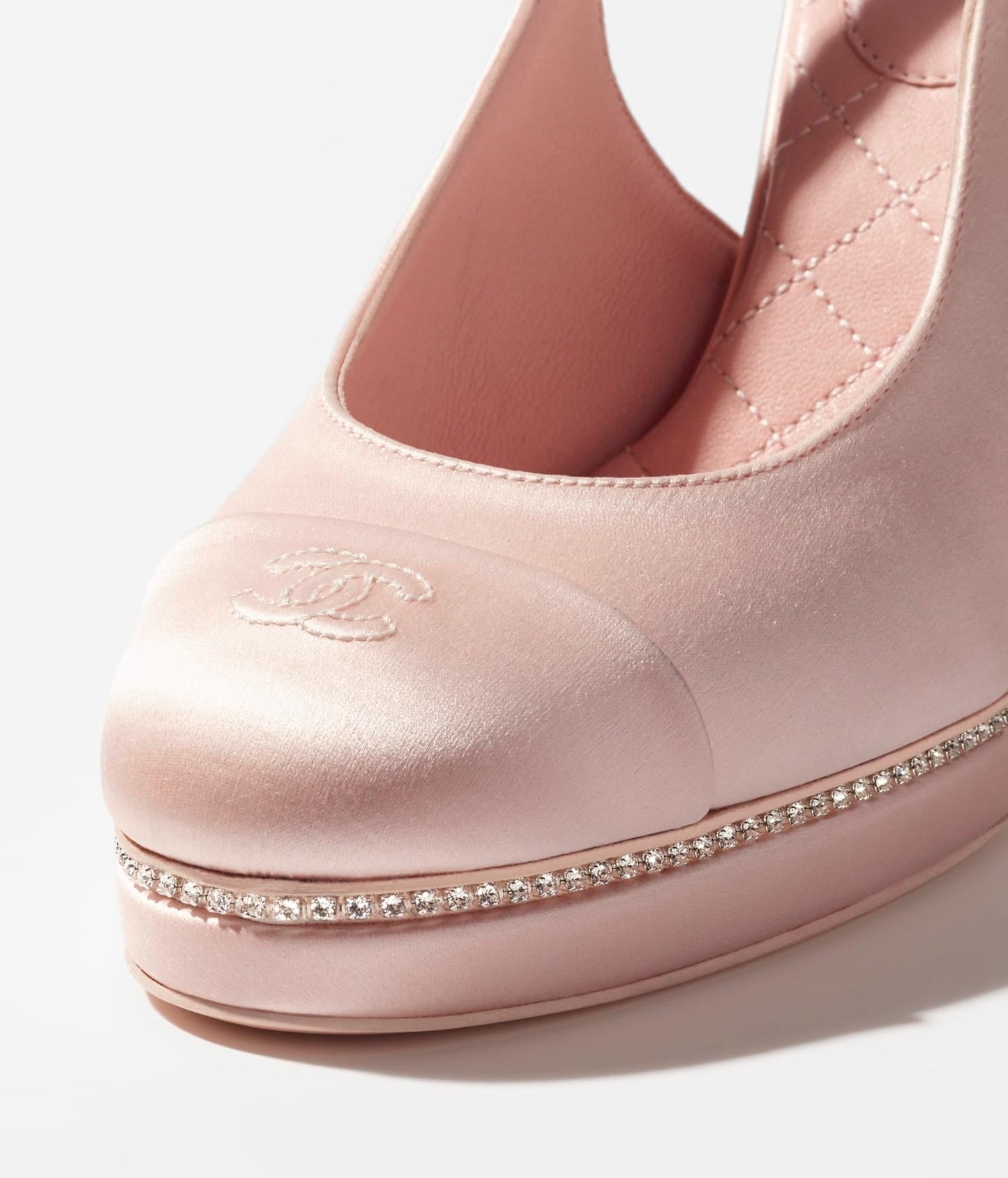 SLINGBACKS LIGHT PINK SATIN STRASS - 35