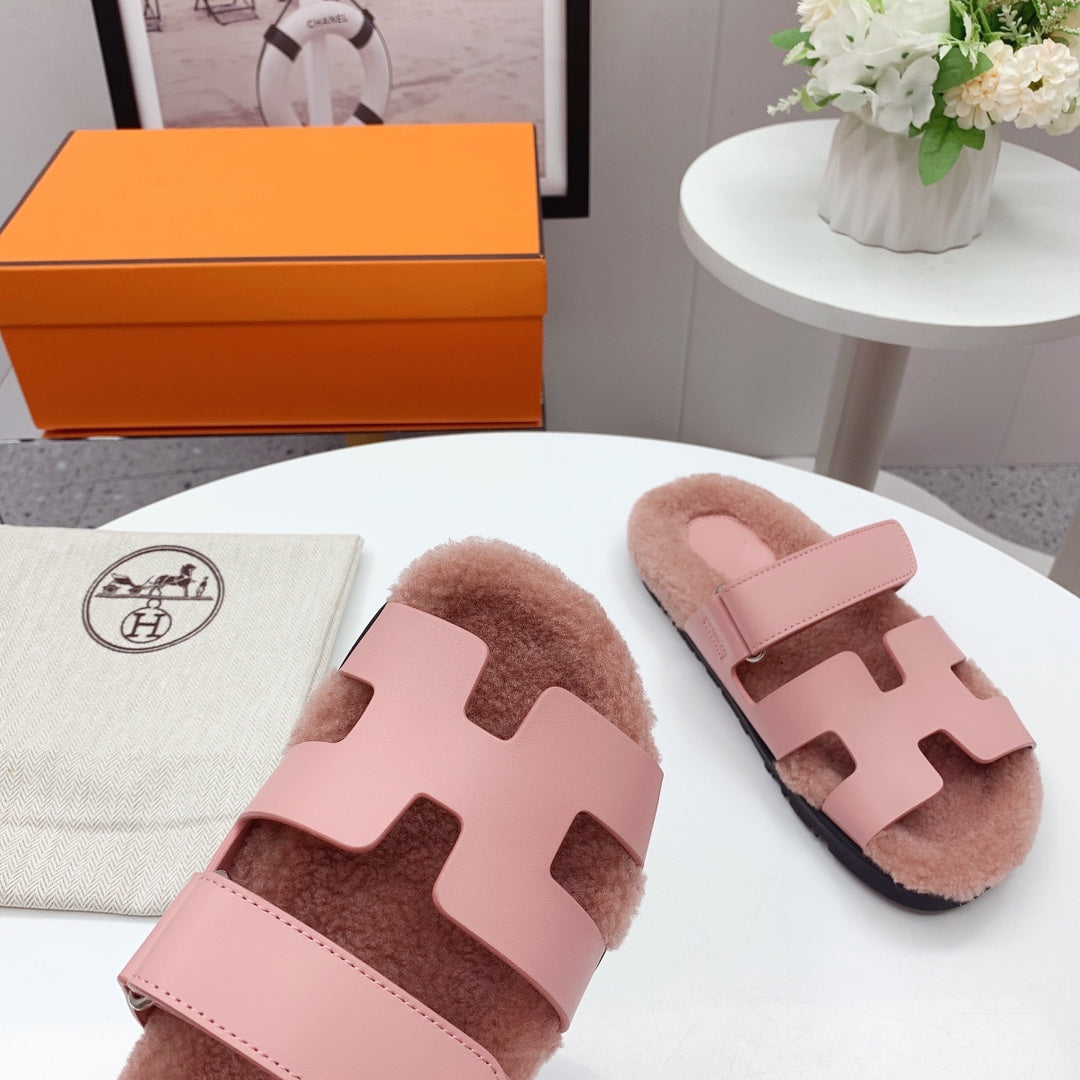Chypre Sandal Pink shearling insole Pink goatskin lining - 35