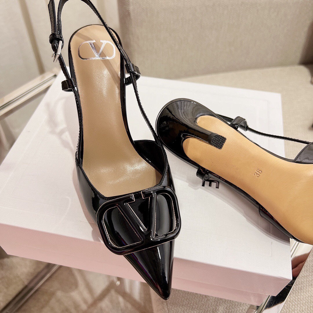Vlogo Signature Slingback Black Calfskin - 35 / 1cm