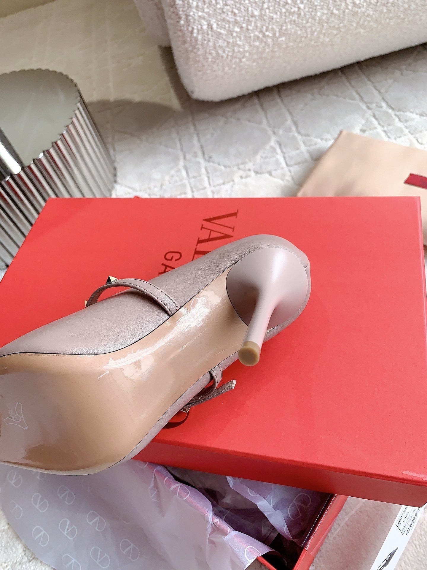 Rockstud Straps Pump 90mm Rose Cannelle - 35
