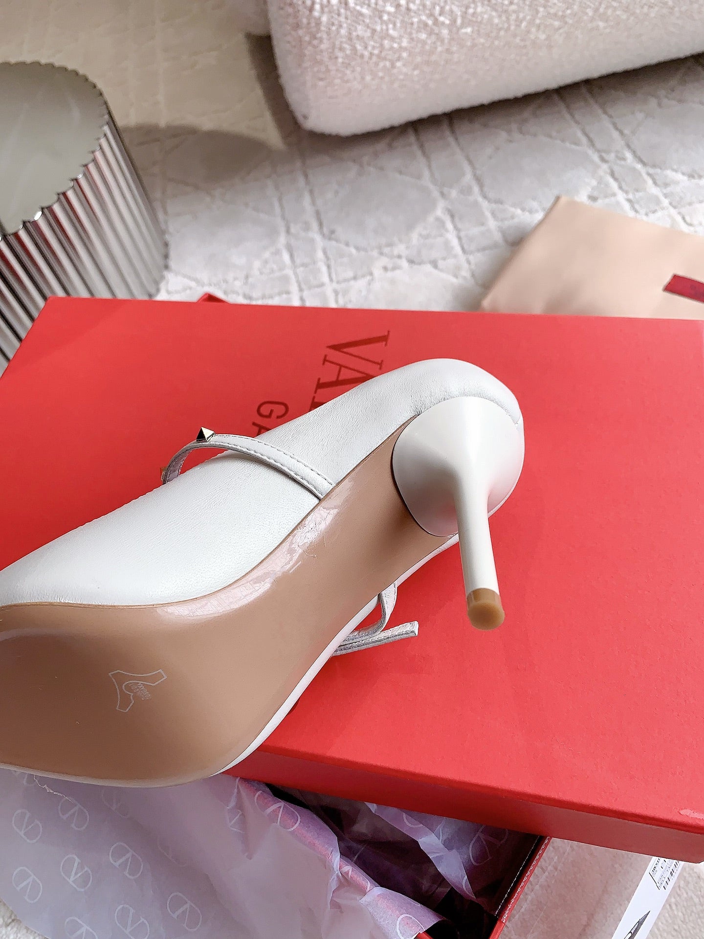 Rockstud Straps Pump 90mm White - 35