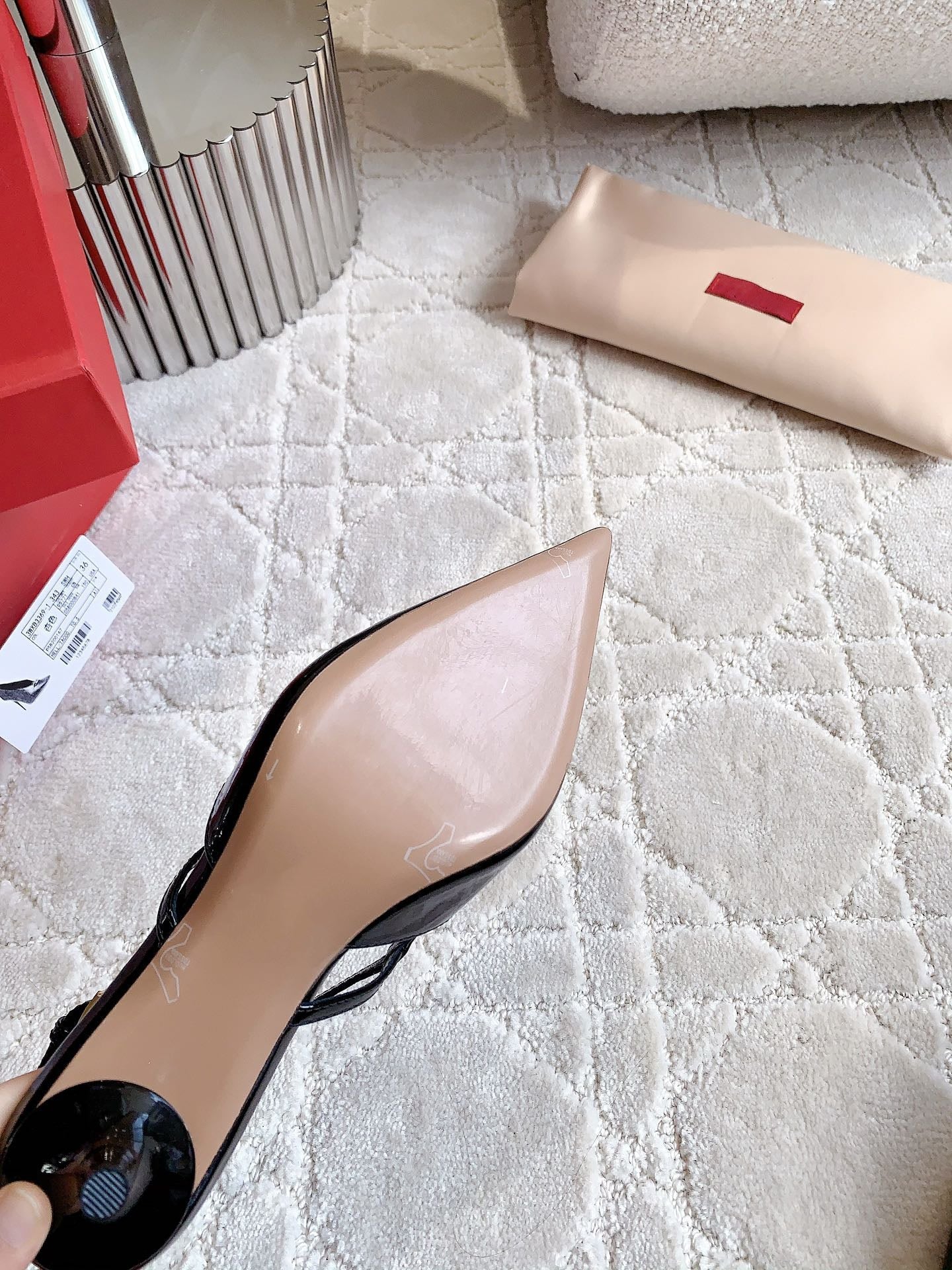 2 Rockstud Slingback 65mm Shiny Black - 35