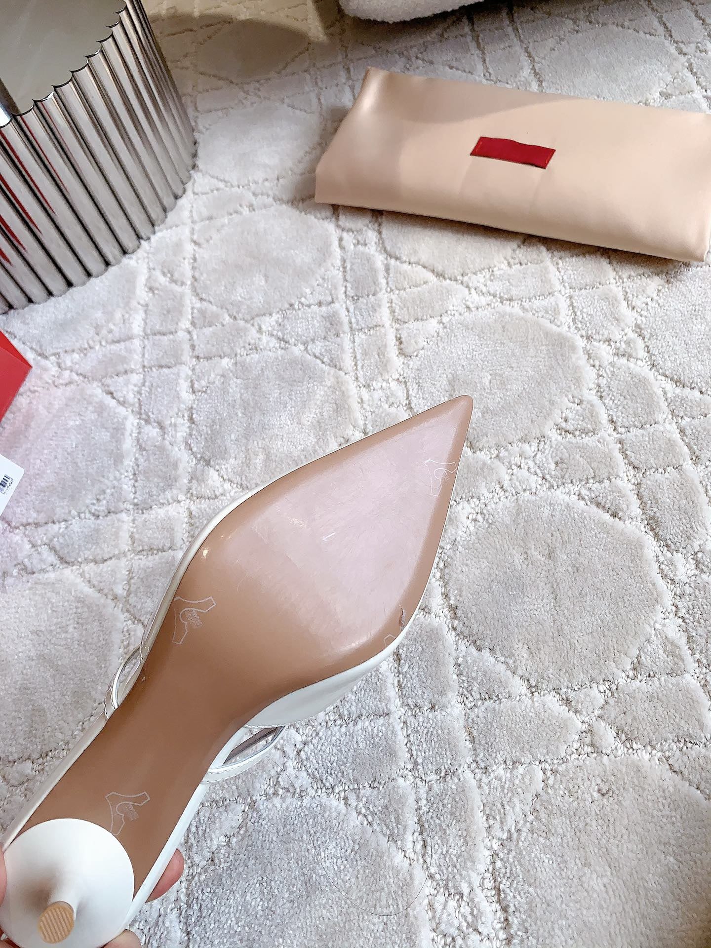 2 Rockstud Slingback 65mm Shiny White - 35
