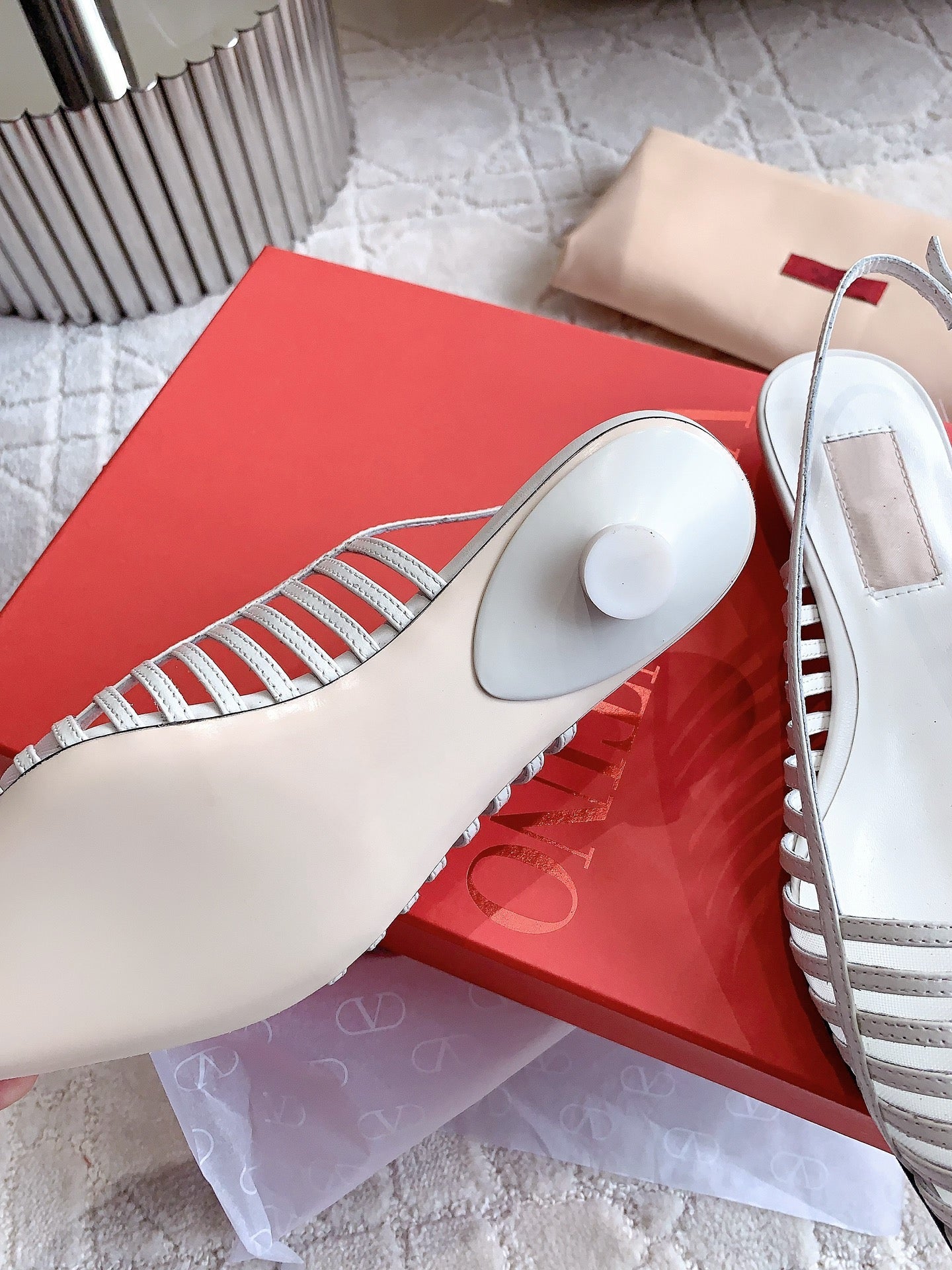 Mesh Slingback Ballerina White - 35