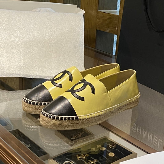 ESPADRILLES YELLOW BLACK LAMBSKIN - 35