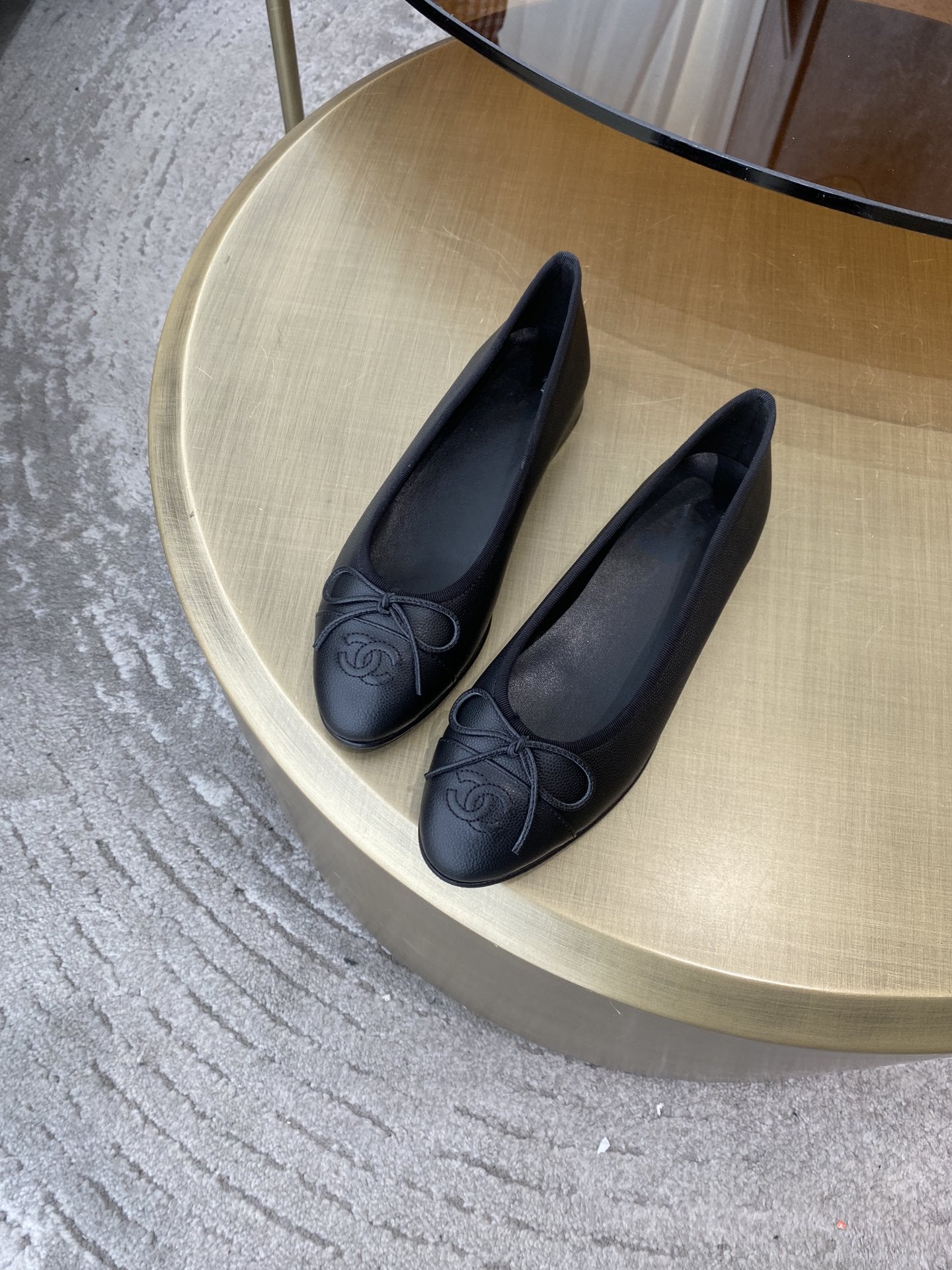 BALLET FLATS BLACK GRAINED CALFSKIN - 35