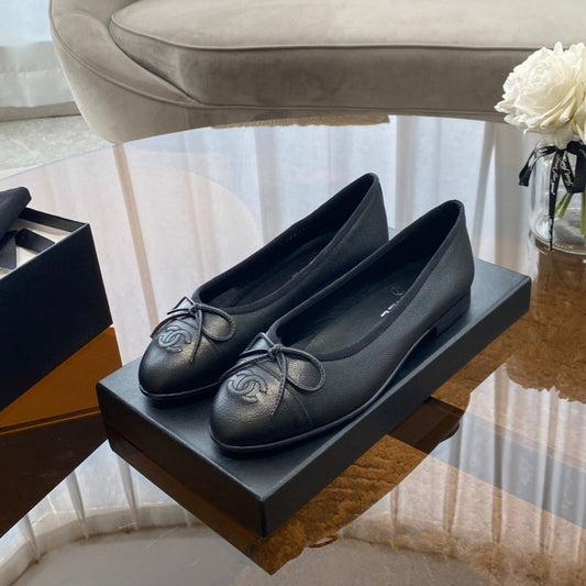 BALLET FLATS BLACK GRAINED CALFSKIN - 35