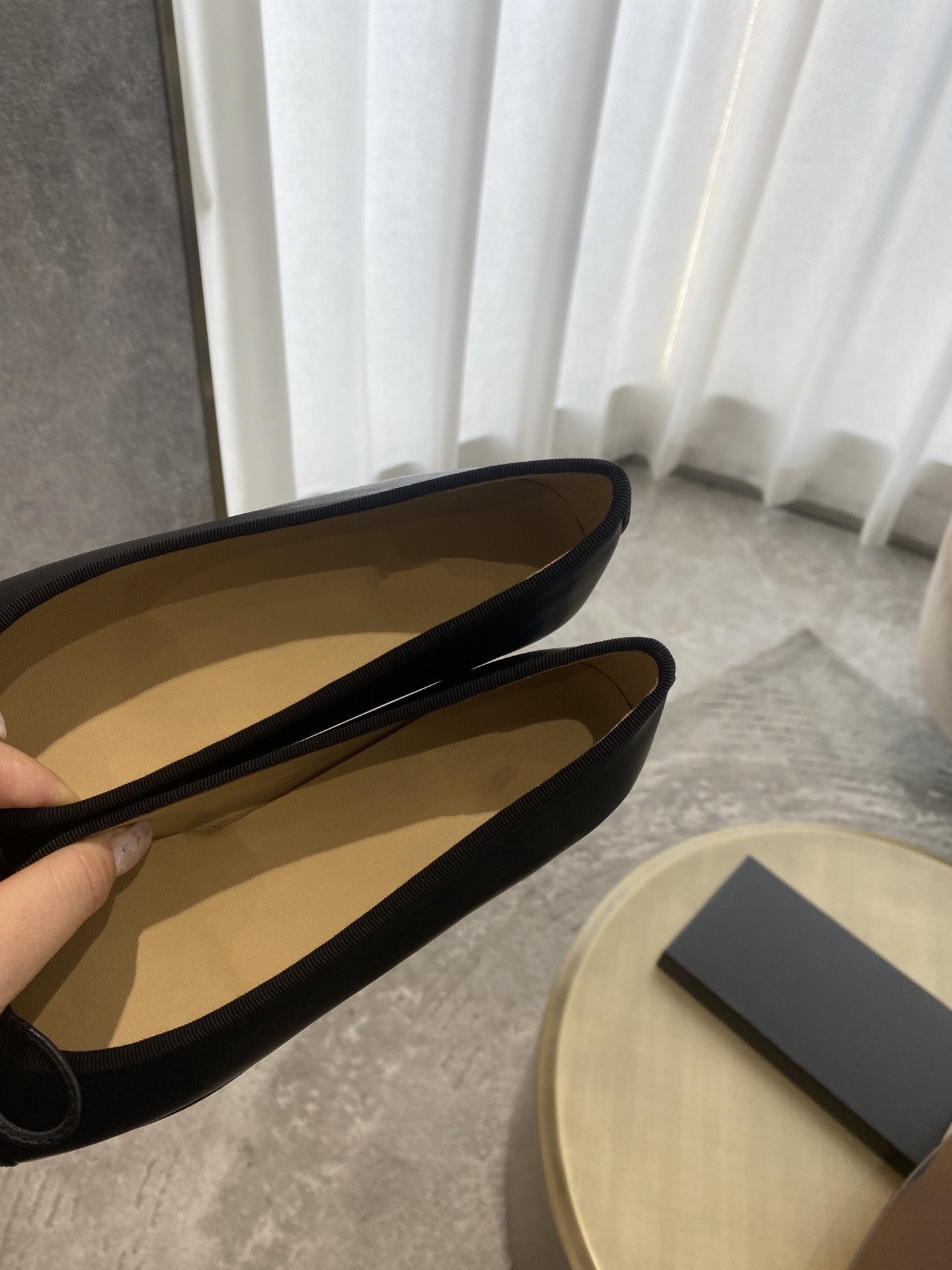 BALLET FLATS BLACK BEIGE LAMBSKIN - 35