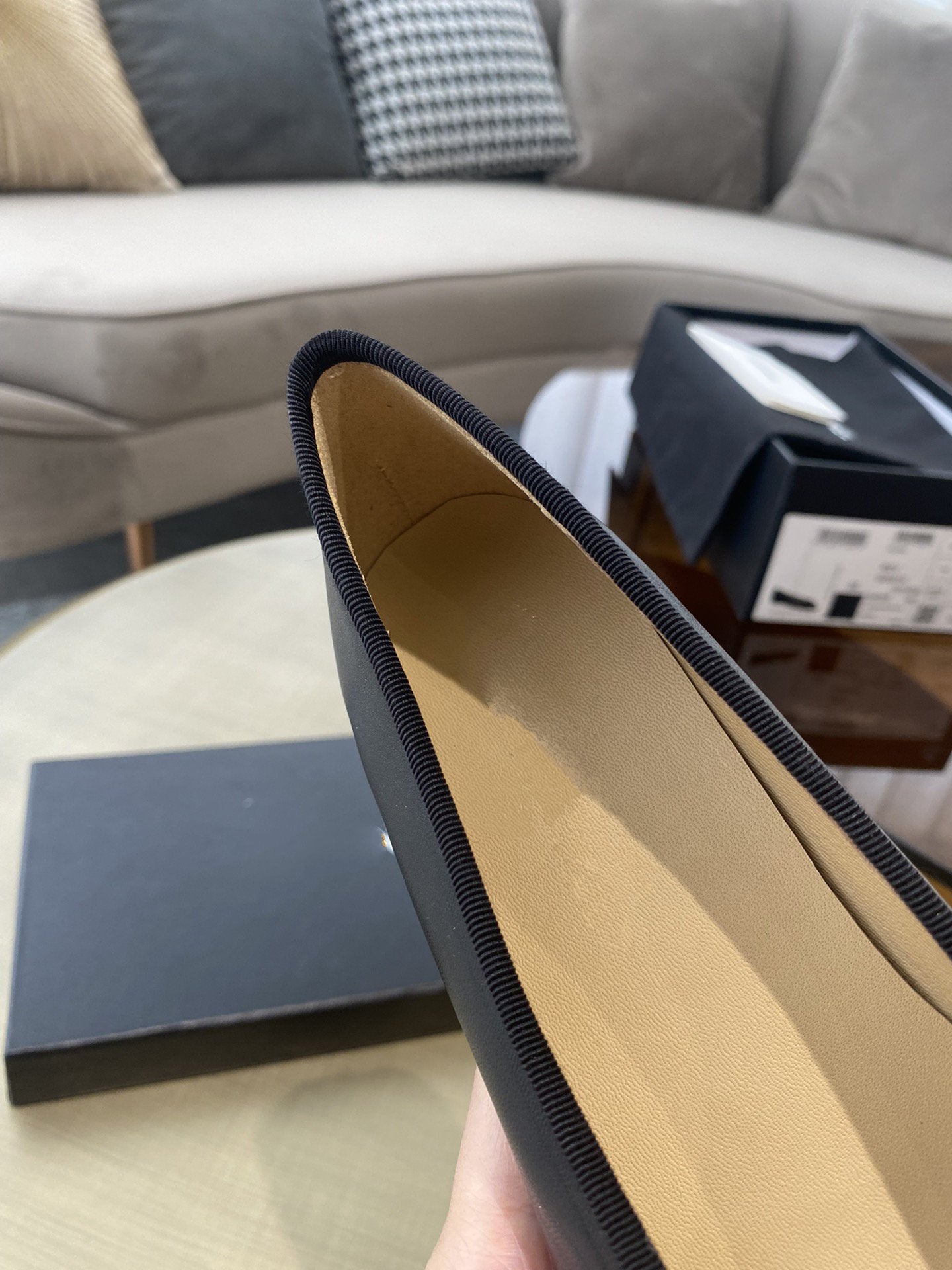 BALLET FLATS BLACK LIGHT GOLD LAMBSKIN - 35