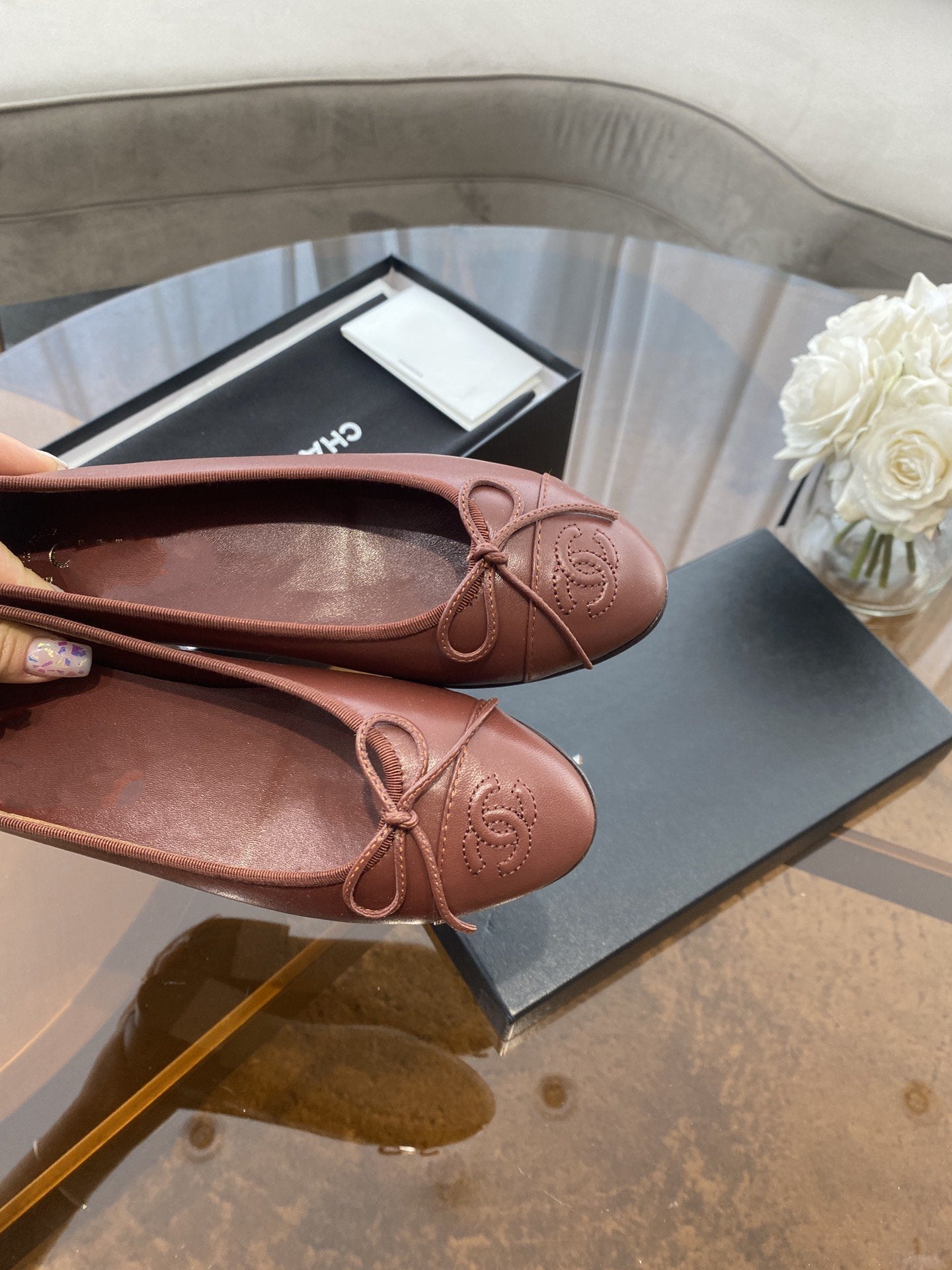 BALLET FLATS BURGUNDY LAMBSKIN - 35