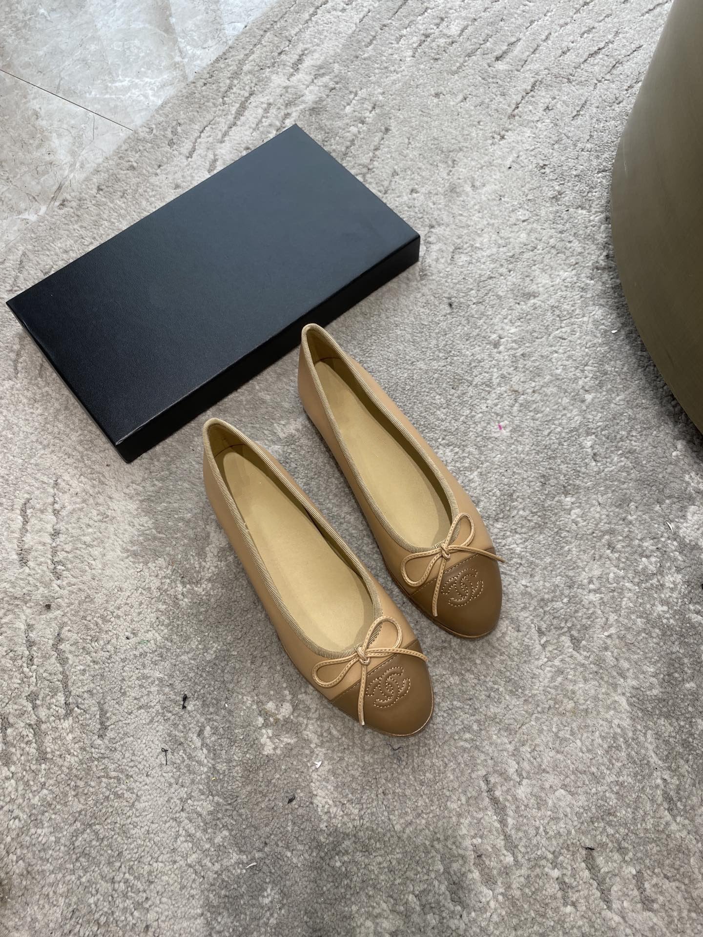 BALLET FLATS BEIGE BROWN LAMBSKIN - 35