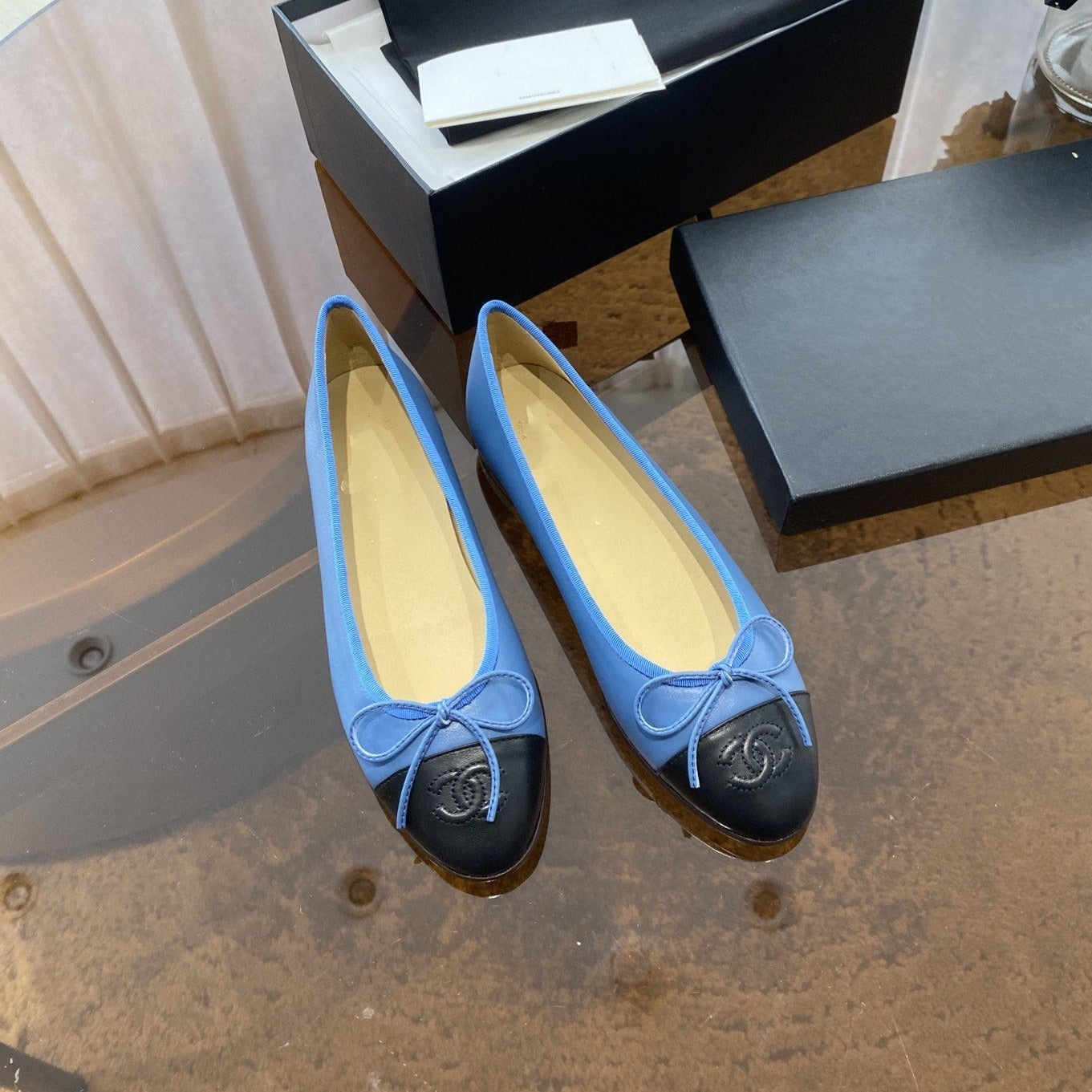 BALLET FLATS BLUE BLACK LAMBSKIN - 35