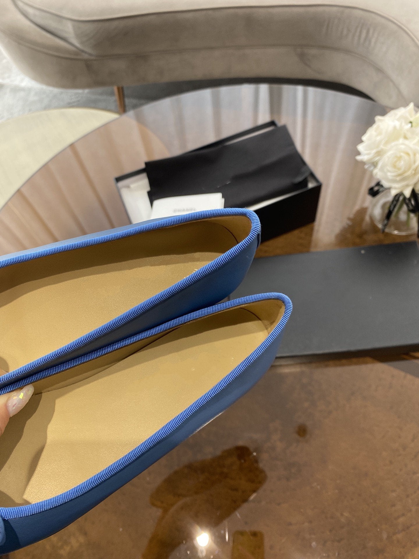 BALLET FLATS BLUE BLACK LAMBSKIN - 35
