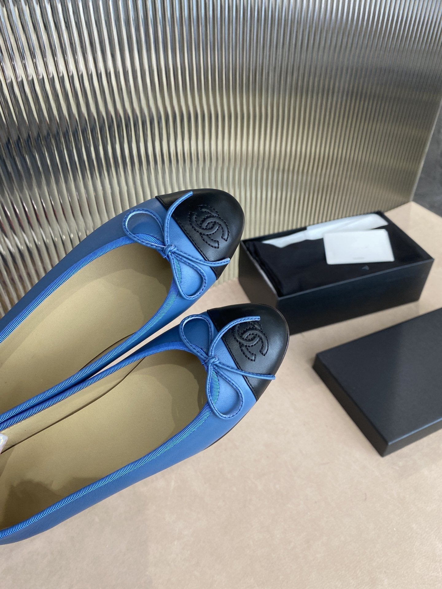 BALLET FLATS BLUE BLACK LAMBSKIN - 35