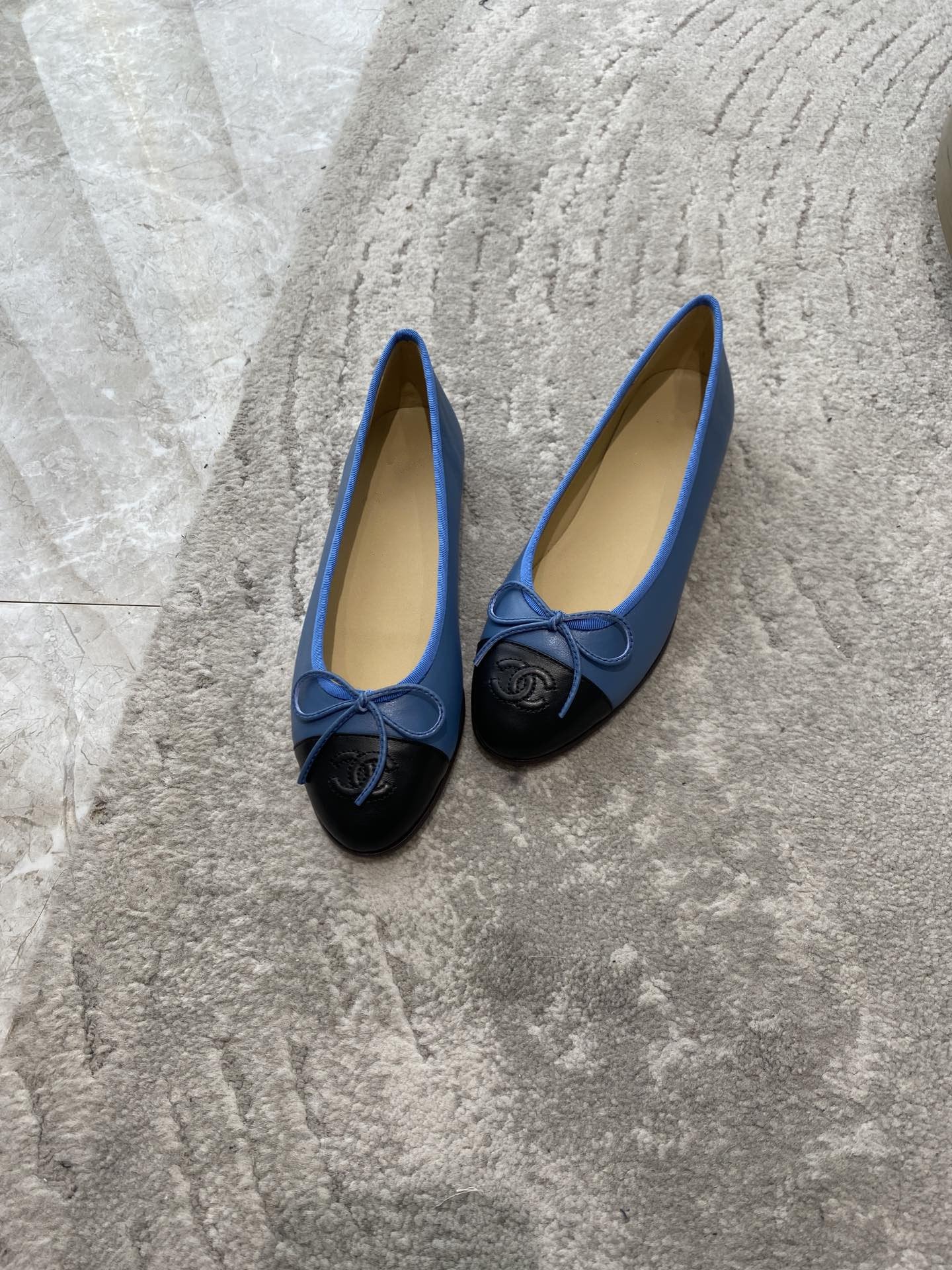 BALLET FLATS BLUE BLACK LAMBSKIN - 35
