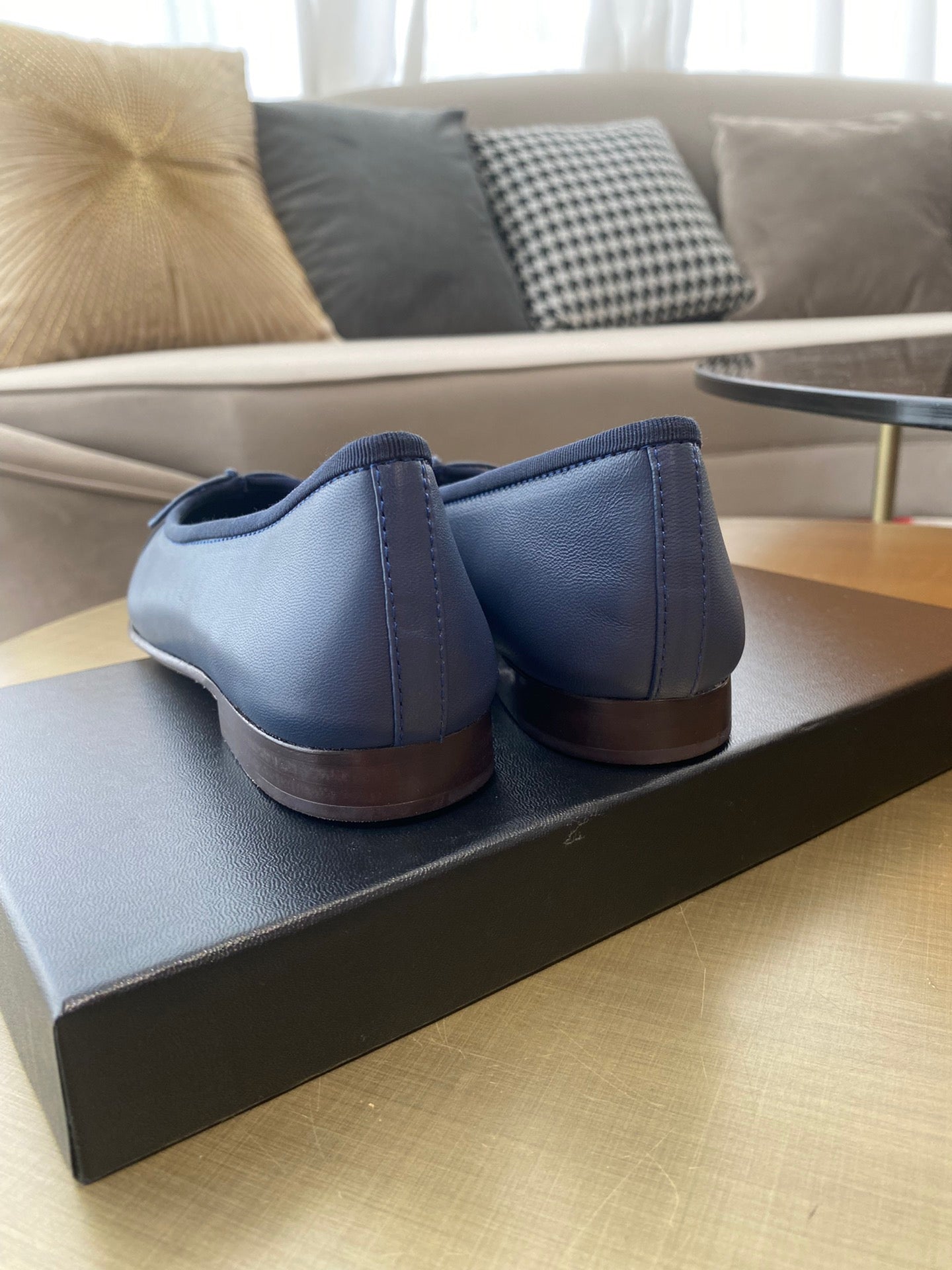 BALLET FLATS DARK BLUE BLACK LAMBSKIN - 35