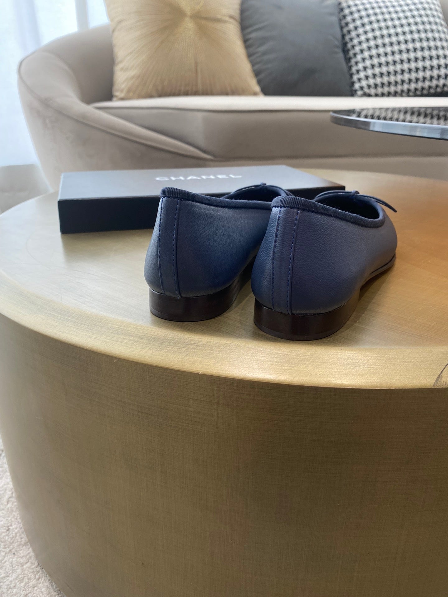 BALLET FLATS DARK BLUE BLACK LAMBSKIN - 35