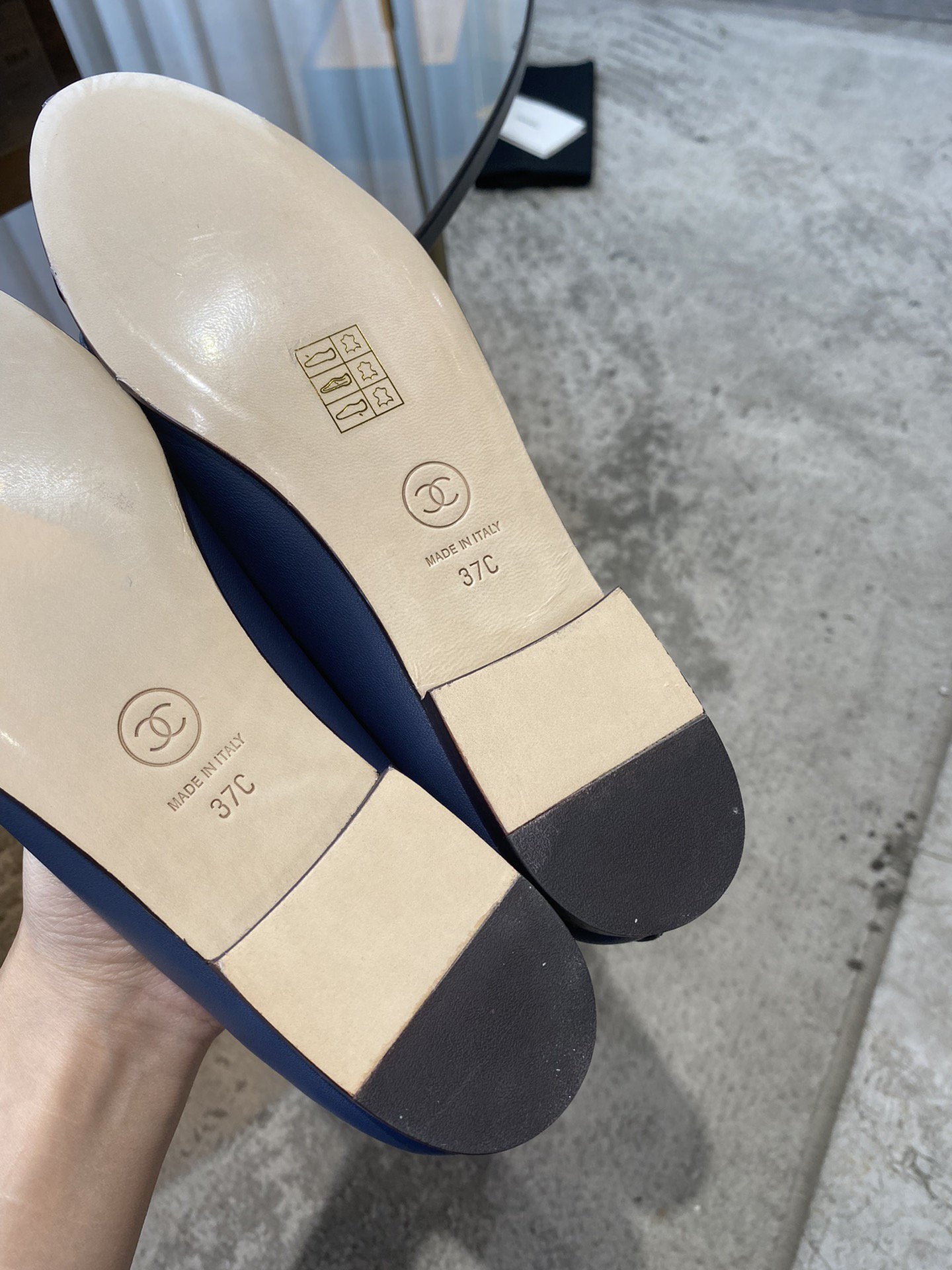 BALLET FLATS DARK BLUE BLACK LAMBSKIN - 35