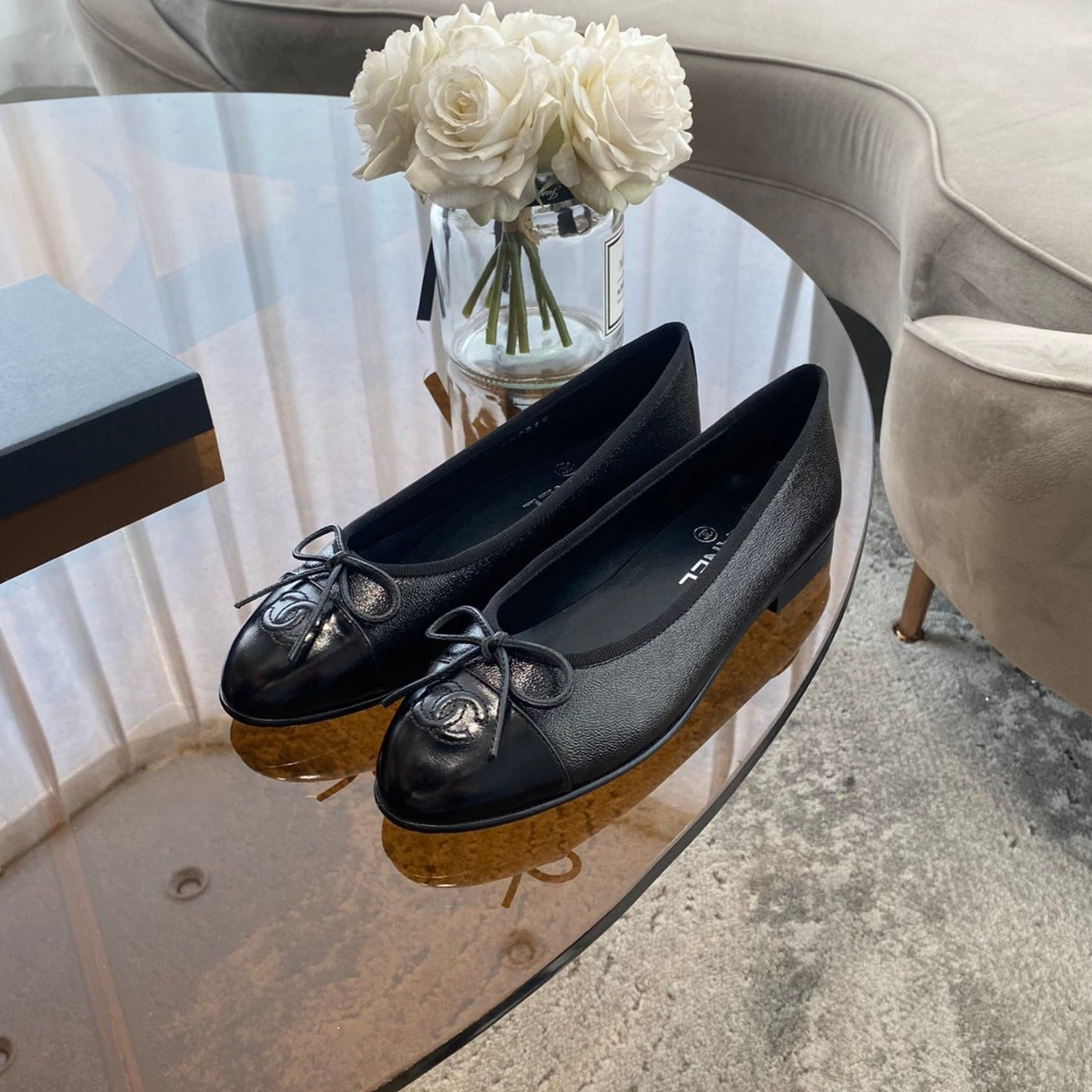 BALLET FLATS ALL BLACK LAMBSKIN - 35