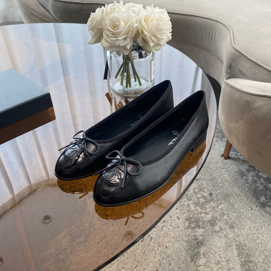 BALLET FLATS ALL BLACK LAMBSKIN - 35